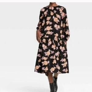Who What Wear Black Prairie Paisley Dress